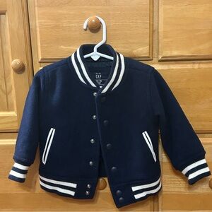 Baby Gap Boy’s Navy Blue Wool Blend “Lettermen Style”Jacket Size 12-18 Months
